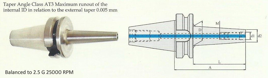 BT40 MCA10 025 Milling Cutter Arbor (AD) (Balanced to G2.5 25000 rpm)